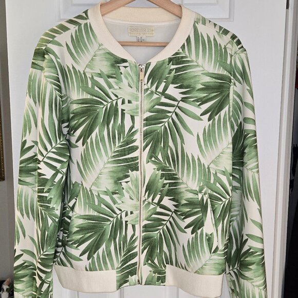 FOREVER 21+ PALM BOMBER JACKET - SIZE 0X - Picture 1 of 4